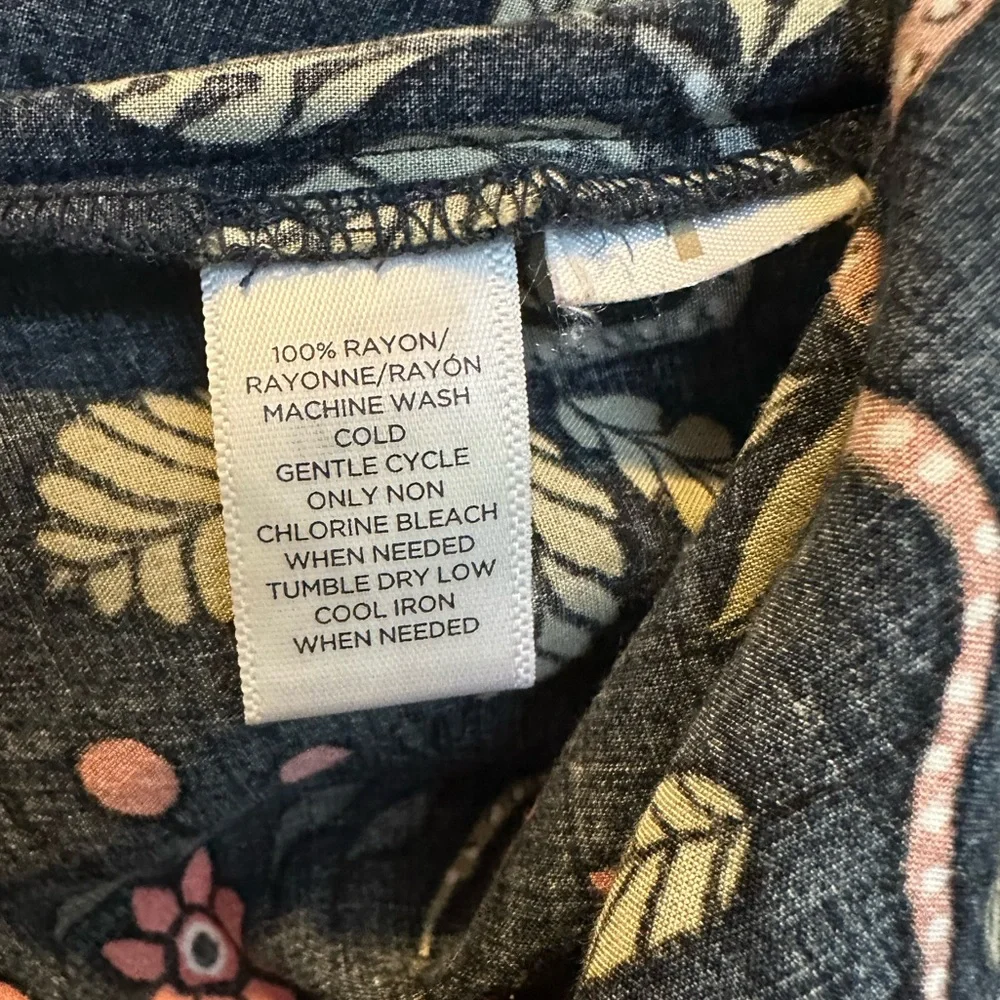 LOFT Navy Blue Floral Long Sleeve Tunic - Picture 5 of 5